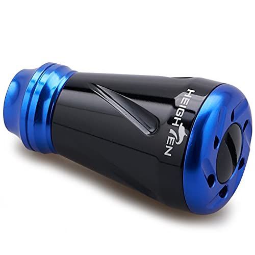 ブラック＆ブルー HEIGHTEN 20mm リール ハンドル ノブ シマノ ダイワ 通用 (Shimano Type A) (Daiwa Type S)用 Pillar Series (ブラック＆ブルー) (628)