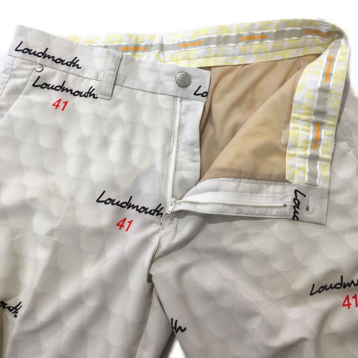 Loudmouth - coco 中古 ラウドマウス LOUDMOUTH メンズ パンツ L 白  ホワイト ロングパンツ 裏地付き ドット 中古 メンズ ラウドマウス LOUDMOUTH パンツ L 白 ホワイト 裏地