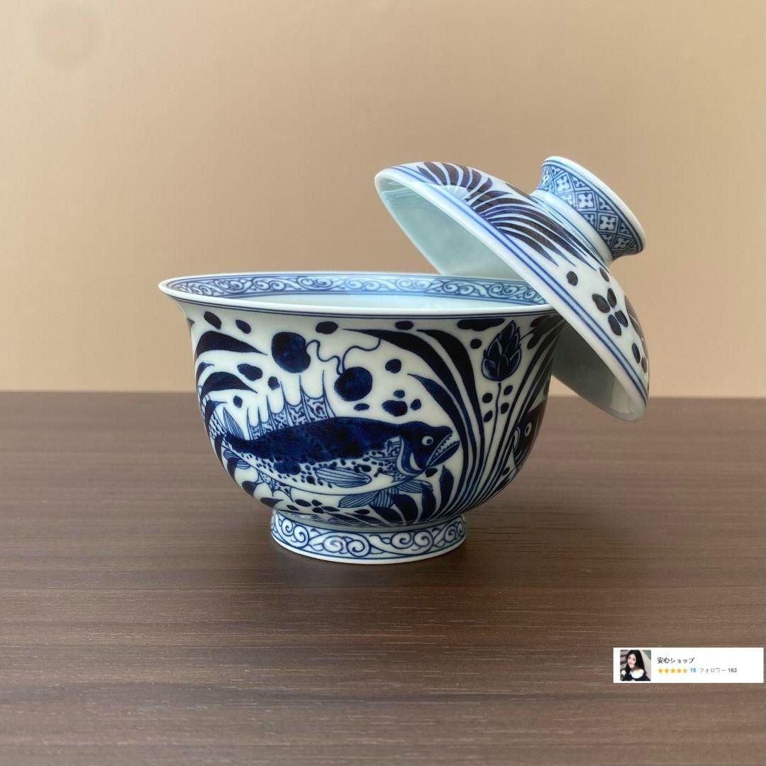 景徳鎮 元青花磁器魚藻紋懸停二才蓋碗 茶碗 煎茶器 - メルカリ
