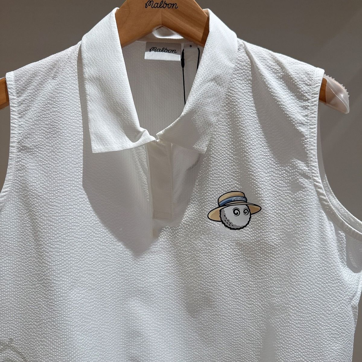 マルバーンゴルフ シアサッカー ハーフジップ ベスト ホワイト