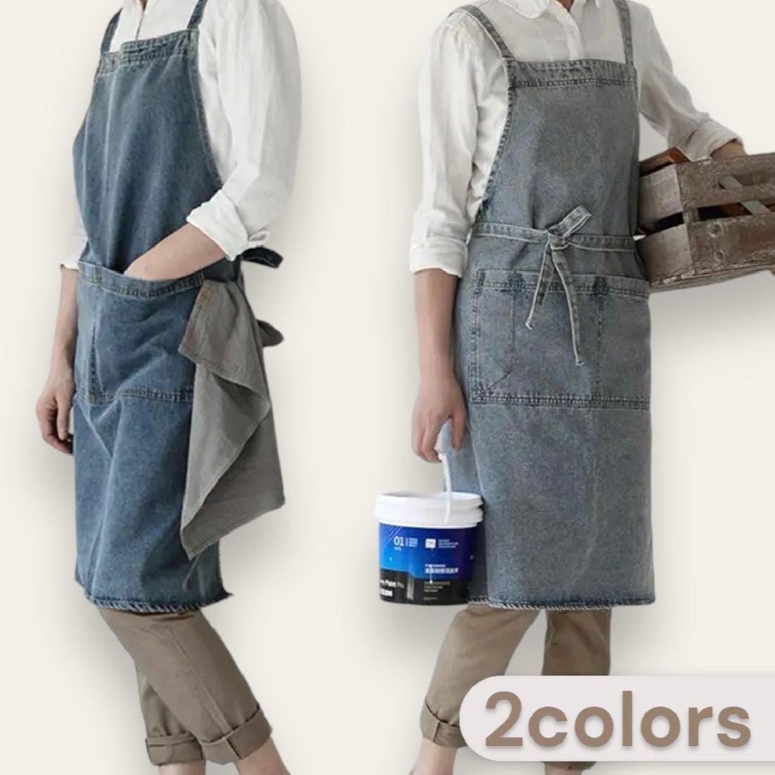 エプロン デニム 青 ブルー メンズ 大人 新品 おしゃれ 軽量 無地 家庭菜園 エプロン デニム シンプル 青 ブルー キッチン 大人 男女兼用