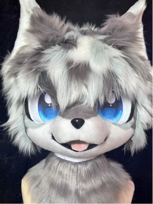 着ぐるみヘッド 犬 NO.75 グレー 全頭ヘッド ケモノ マスク ファースーツ ぬいぐるみ コスプレ コスチューム kigurumi