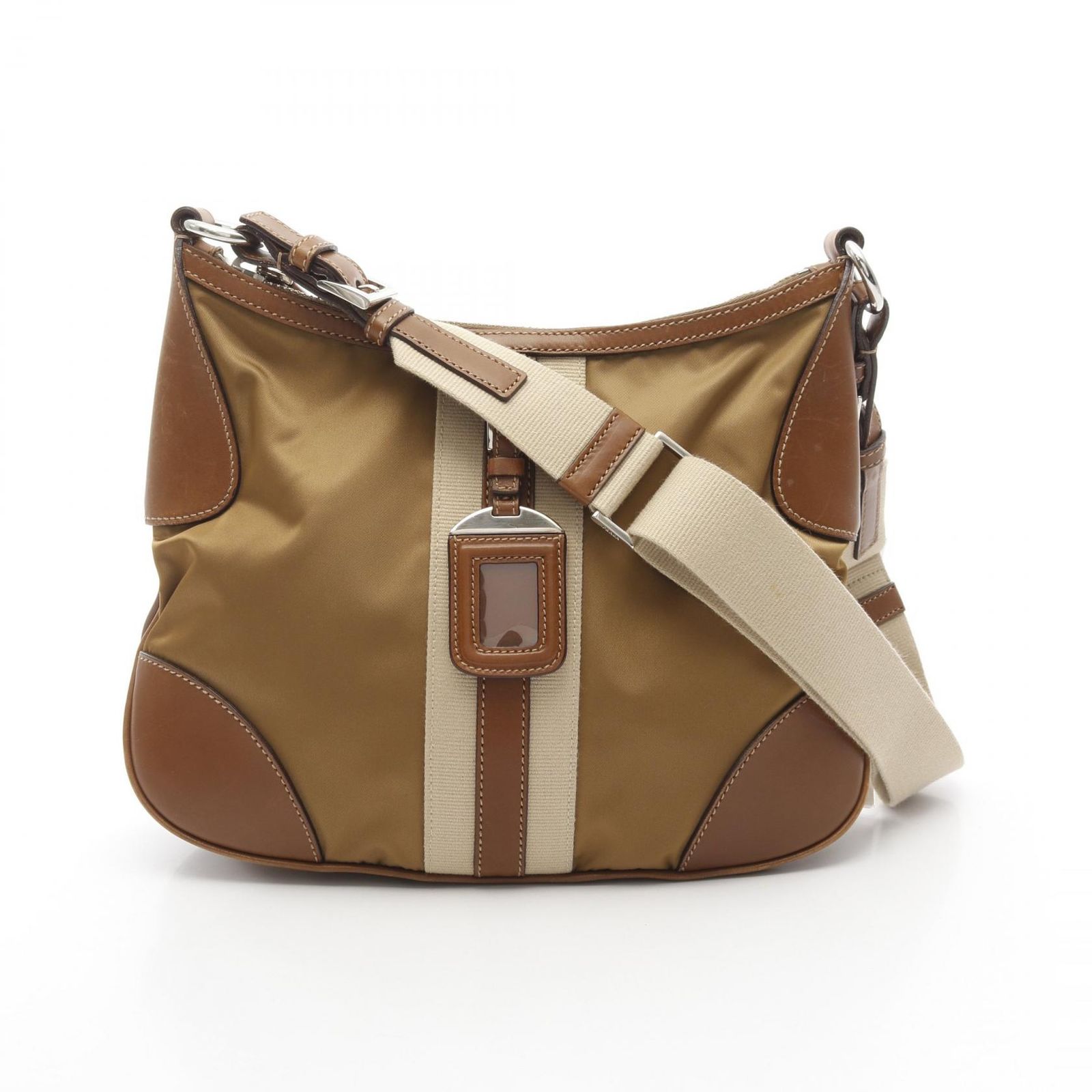PRADA ヴィンテージ レザー ショルダーバッグ ブラウン プラダ PRADA ショルダーバッグ TESSUTO ブラウン ナイロン