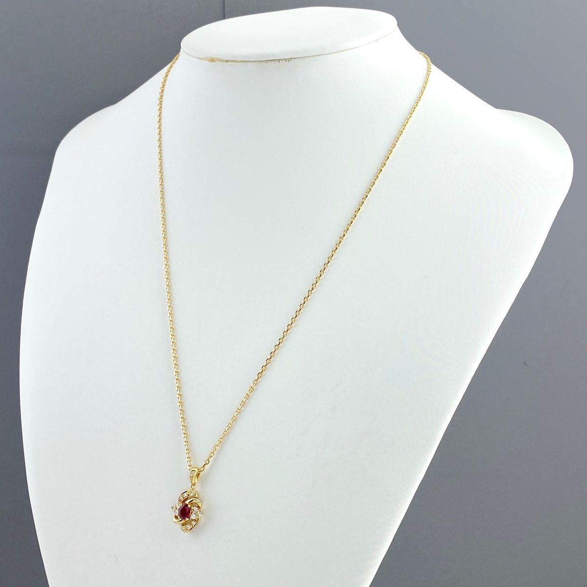ルビー デザインネックレス YG イエローゴールド ペンダント  