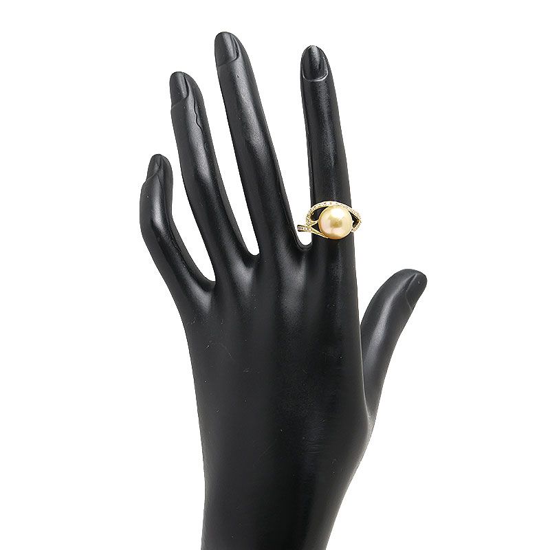 ゴールデンパールリング 約12.5号 K18・P約10.9mm・D0.28ct - メルカリ 