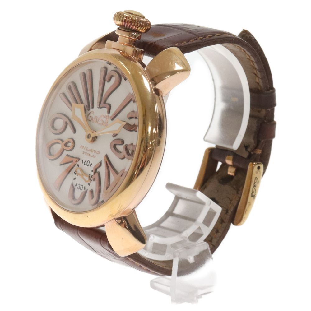 【可動品】良品 GagaMilano マヌアーレ48 手巻き 金 腕時計 美品・稼動品】ガガミラノ メンズ 腕時計 マヌアーレ 48 ゴールド 正規品