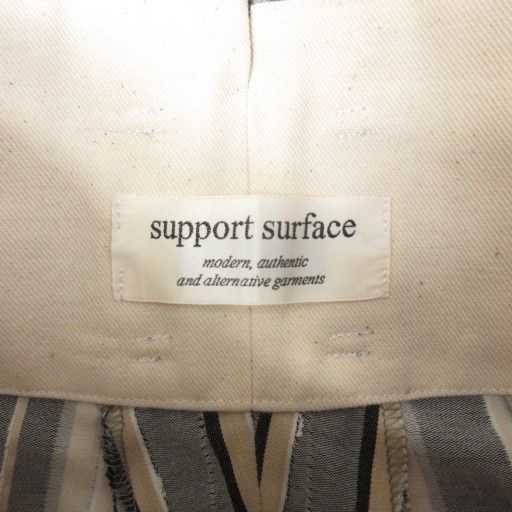 サポートサーフェス support surface パンツ ワイド バルーン テーパード ストライプ ハイウエスト 1 グレー ベージュ DECORATOM_COM_BR