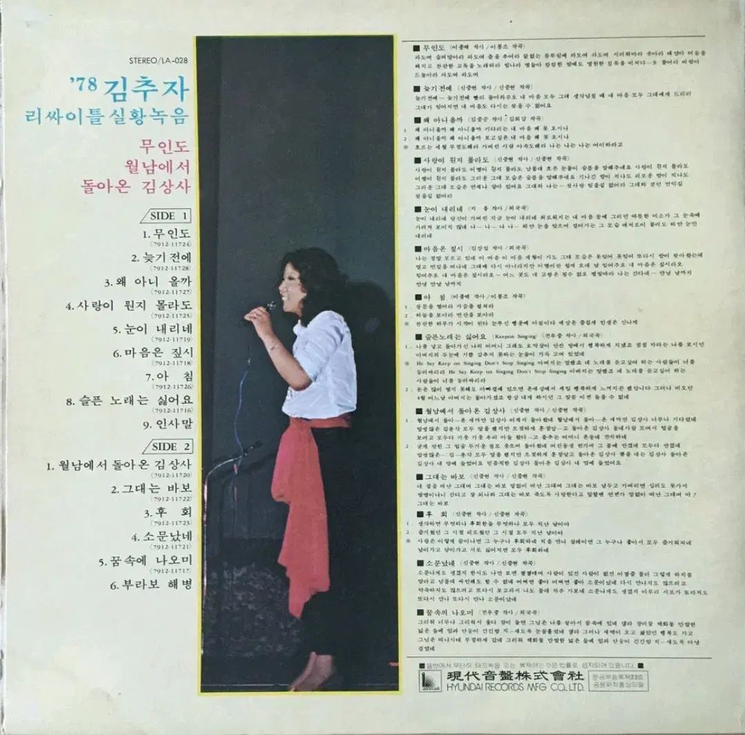 キムチュジャ LP 78 リサイタル 80 初年度 NM