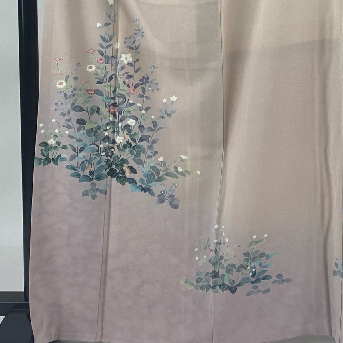 訪問着 身丈157cm 裄丈66.5cm M 袷 華文 草花 総刺繍 薄小豆 正絹 美品  