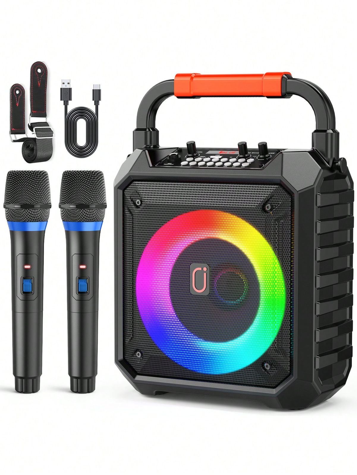 【カラオケセット】家庭用 マイク２本 ポータブルスピーカーセット Amazon.co.jp: VOSOCO カラオケセット ワイヤレスマイク2本