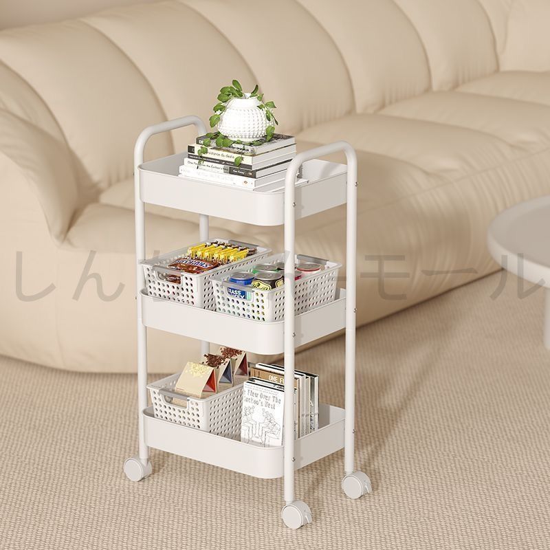 新品・未使用】キャスター付き 3段ワゴン キッチン収納 スチール