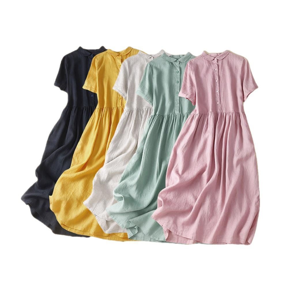 夏の半袖ワンピース Tシャツワンピース 半袖 レディース ポロシャツ ロング オーバー