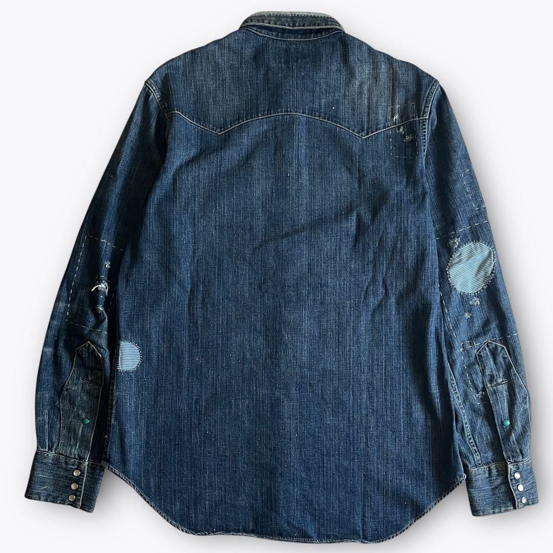 RRL REPAIRED DENIM WESTERN SHIRT 2000000018850