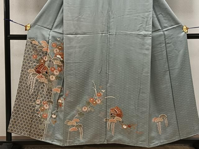 ミニチュア着物　刺繍柄　ゴマページ 平和屋着物□訪問着 駒刺繍 花蝶丸文 金彩 正絹 逸品 BAAU5915mz
