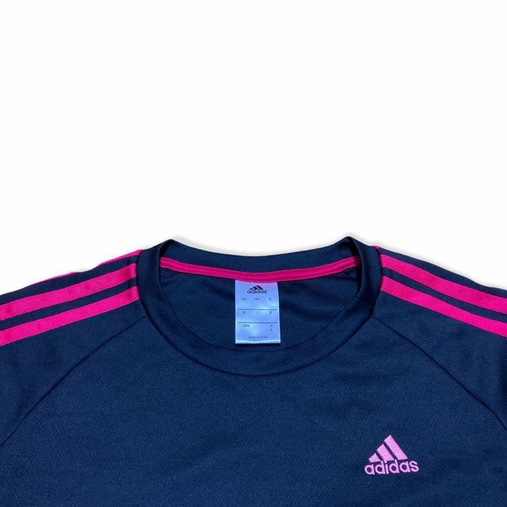 adidas アディダス Tシャツ トップス 半袖 薄手 ピンクライン - メルカリ