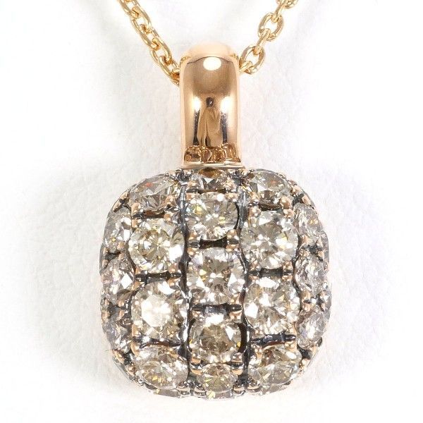 K18PG ネックレス Necklace ブラウンダイヤ 1.34 カード鑑別書 総重量約4.6g 約45cm