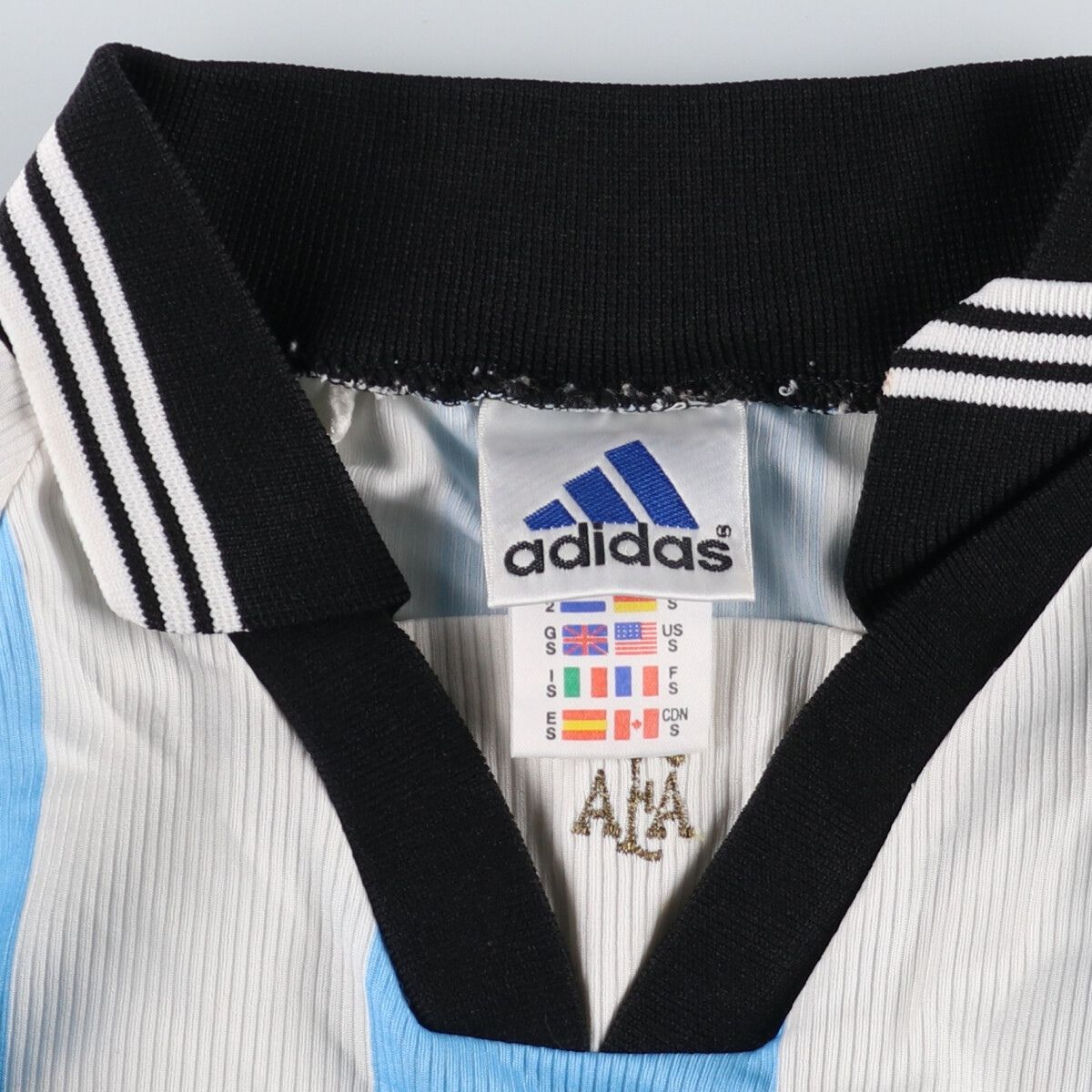 古着 90年代 アディダス adidas アルゼンチン代表 Vネック 襟付き