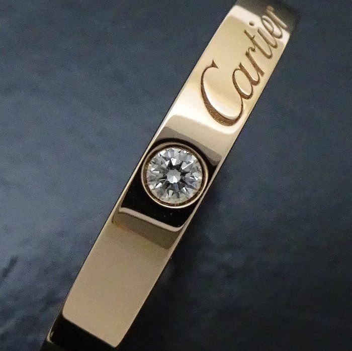 CARTIER カルティエ エングレーブド リング 指輪 C ドゥ カルティエ ウェディング 1Pダイヤモンド #56 15.5号 B4086400 K18PG ピンクゴールド/292132【中古】【BJ】