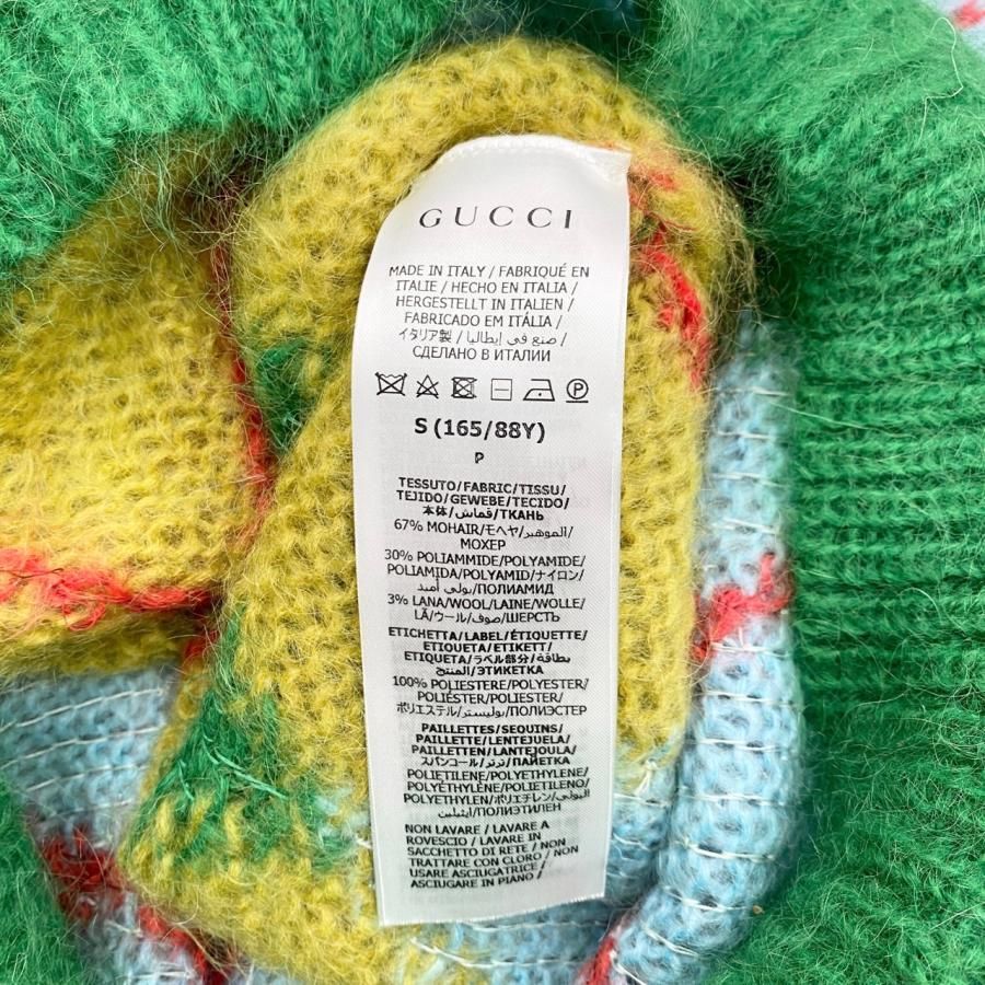 【美品】GUCCI 半袖ニット スパンコール刺繍 パール付き XSサイズ org.jpg