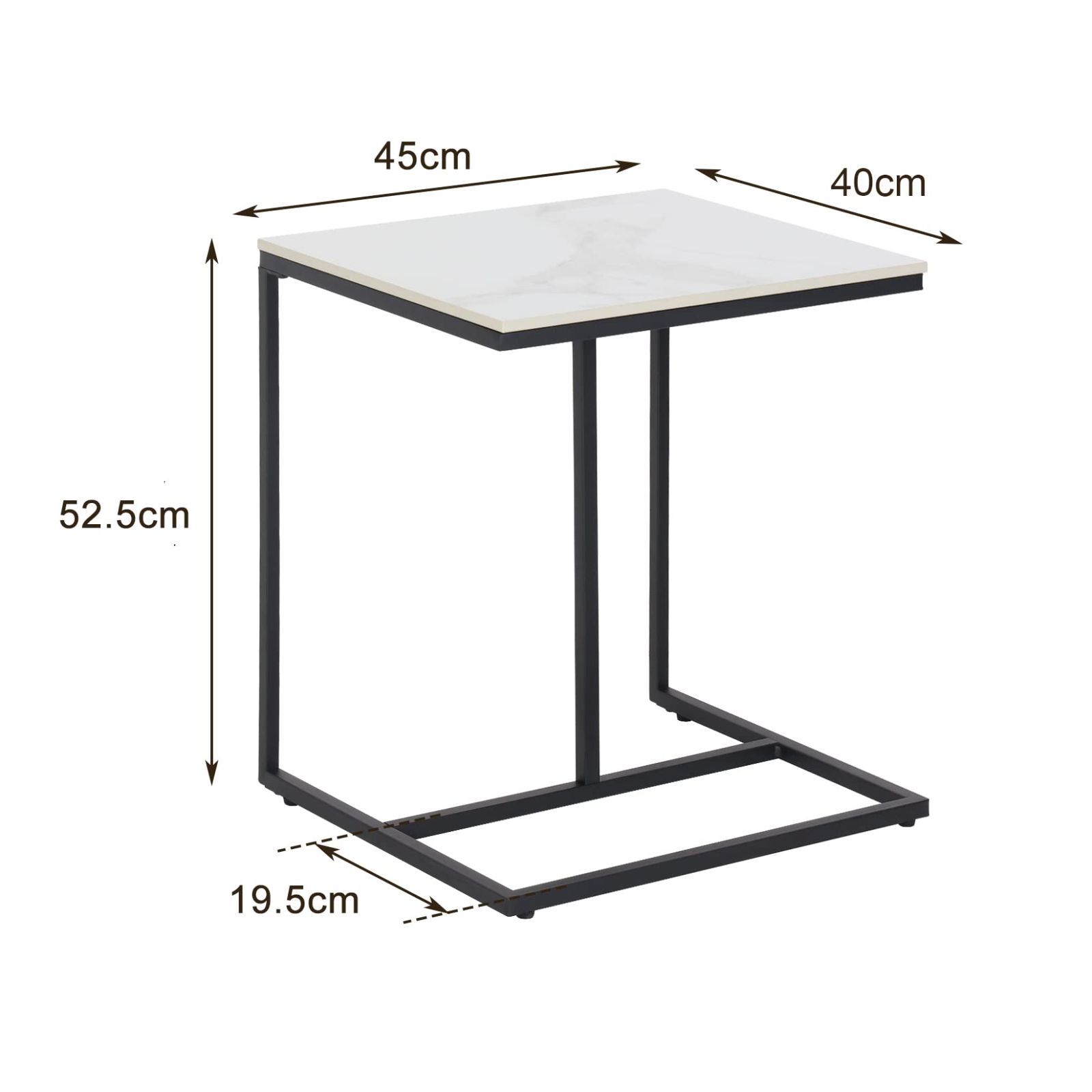在庫 サイドテーブル ソファテーブル ベッドサイドテーブル ナイトテーブル コの字 石材天板 UNHO ベッド横 ソファ横 ミニテーブル コーヒーテーブル 幅45×奥行40×高さ52.5㎝ MARWIL-DEMENAGEMENTS_CH
