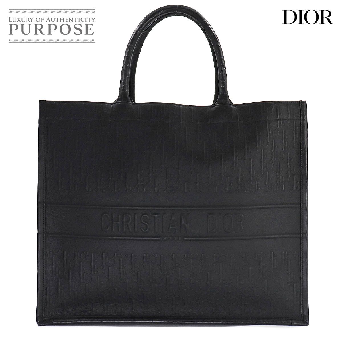 新品同様 クリスチャン ディオール Christian Dior ブック トート ラージ バッグ レザー ブラック M1286ZWSO Book  Tote Bag Large 90249727 - メルカリ