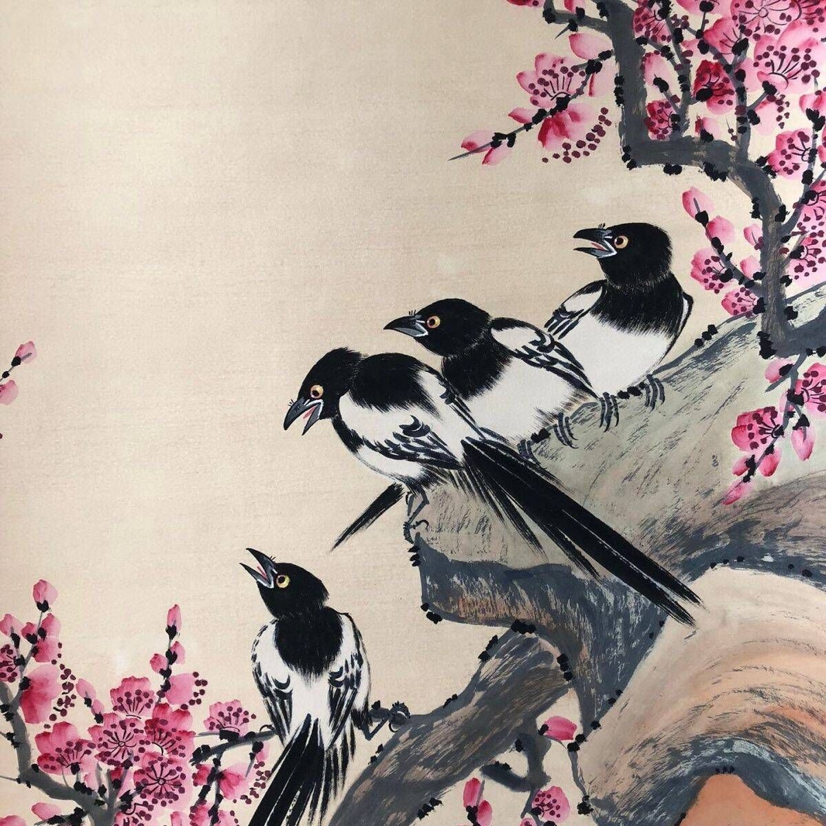 中国古美術・純手描き・王雪濤・花鳥図画・手紙を添えた・珍品画・肉筆・文房置物・賞物 - メルカリ