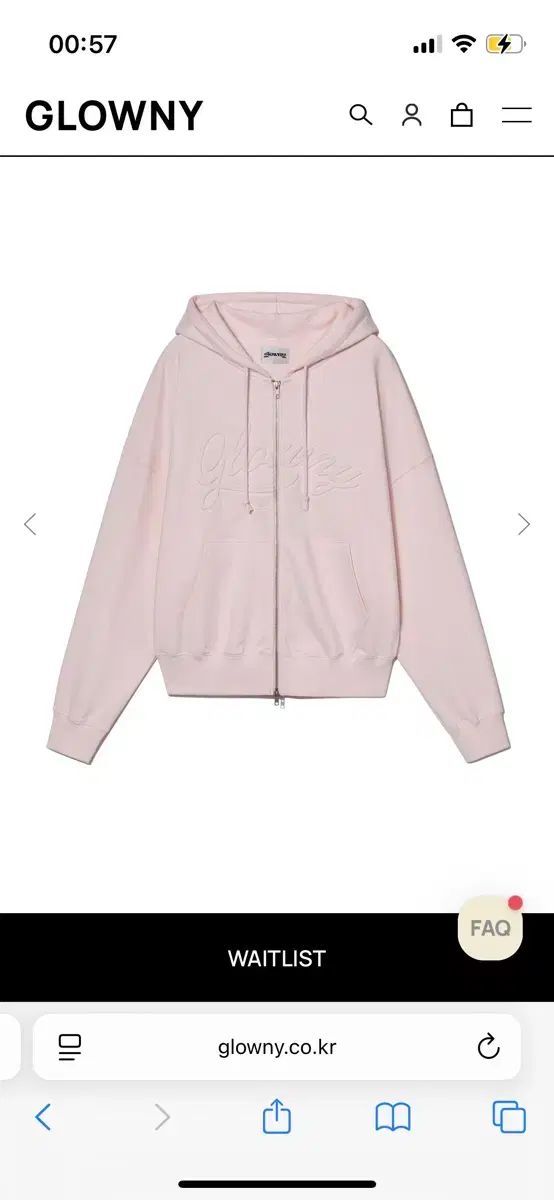 GLOWNY ピンク フードジップアップ