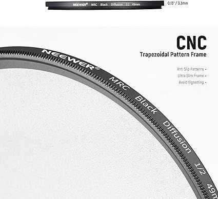 NEEWER 49mm ブラック拡散 1/2 フィルター 夢のような映画効果 超薄型