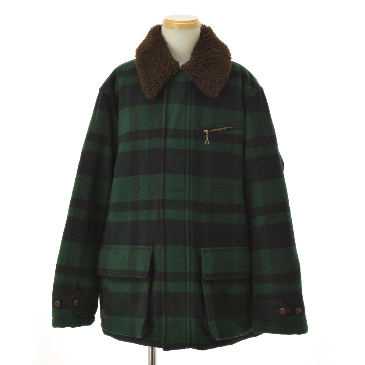 POLOCOUNTRY 23AW Shearling collar Plaid Barn Coat シアリング ブラッドバーンコートウールジャケット