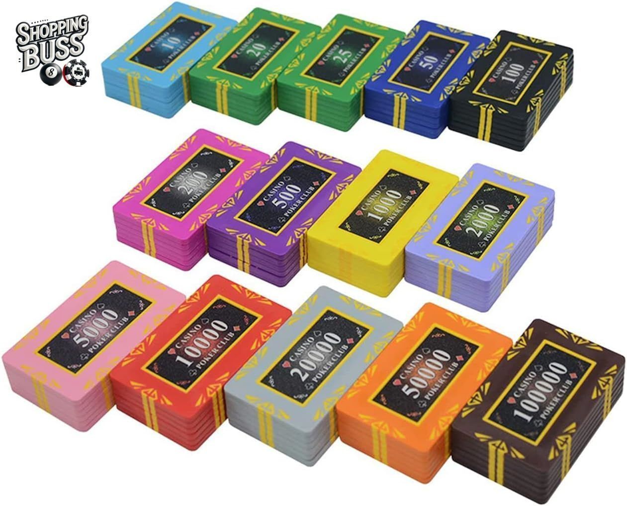 100個のカジノチップ 30グラムポーカーチップカジノゲームクレイテキサスホールデムブラックジャックポーカーチップ$ 1- $ 100000選択