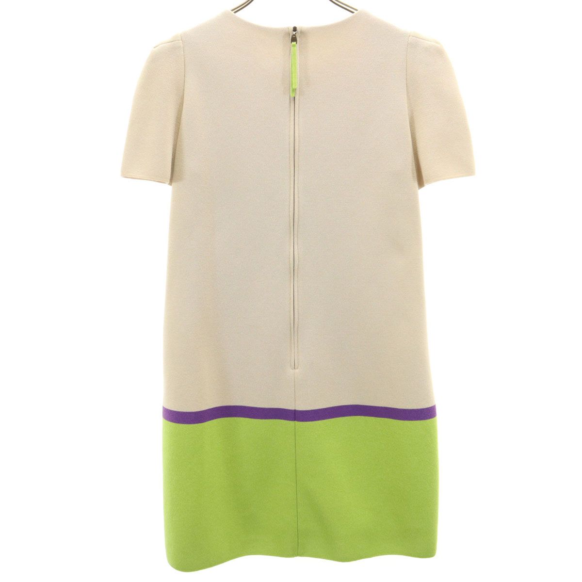 美品　FOXEY フォクシー半袖ニットワンピース ベージュ 38 FOXEY フォクシー 日本製 半袖 ニット ミニワンピース 40