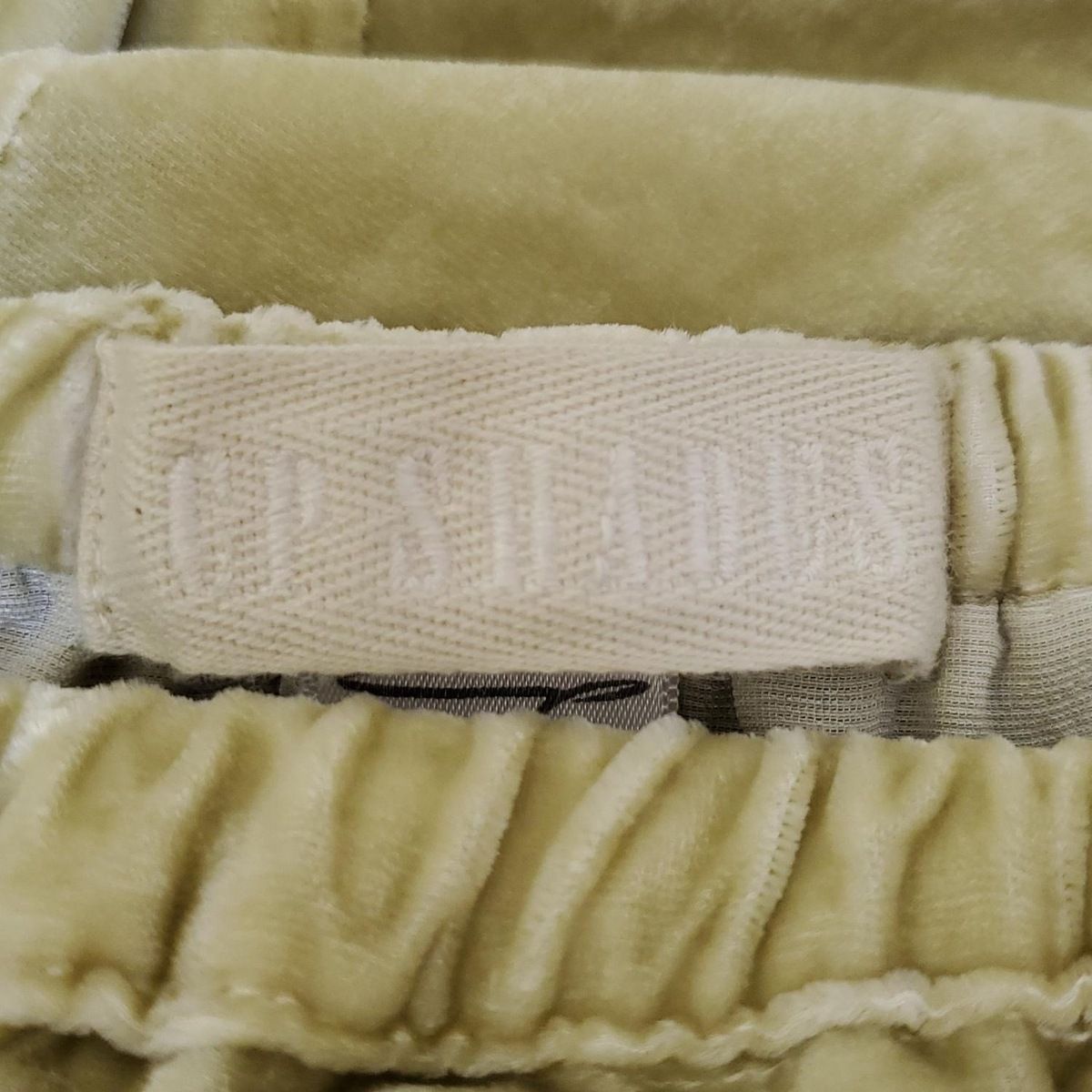 イエローグリーン マキシ丈|ベロア|ウエストゴム