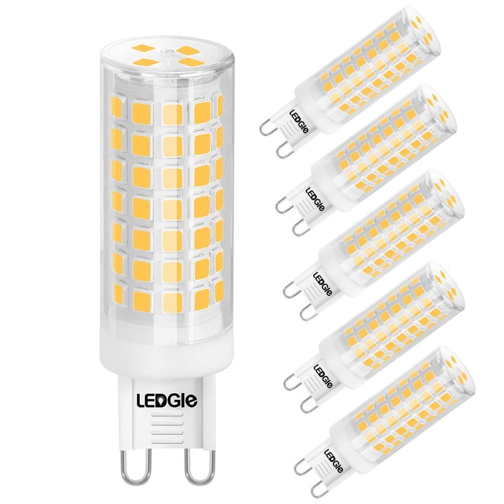 【人気商品】省エネ 全配光タイプ 700LM ハロゲン電球80W相当 長寿命 電球色3000K 110V 8W 調光可(範囲1％-100％) 6点セット LED電球 G9口金 LEDGLE