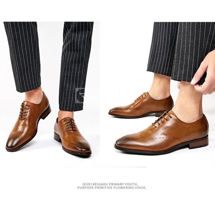 ビジネスシューズ メンズ おしゃれ ウィングチップ 内羽根 通気 革靴 紳士靴 結婚式 通勤 卒業式 入学式 靴 24.5 27.0 kangbo 01