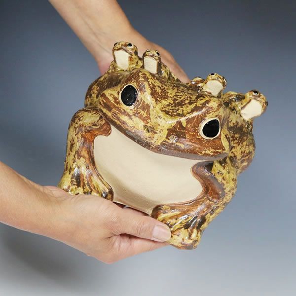 信楽焼 しがらき やきもの 陶器 置物 カエル かえる 縁起物 ギフト 六