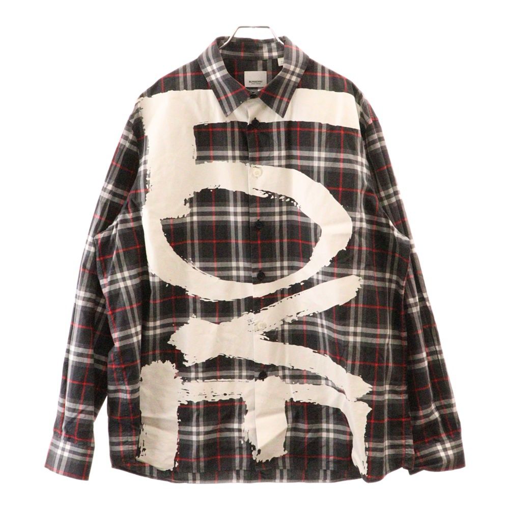 BURBERRY (バーバリー) 21SS LOVE PRINT VINTAGE CHECK COTTON SHIRT グラフィックペイントロゴ  チェック柄長袖シャツ ブラック 8037862 - メルカリ