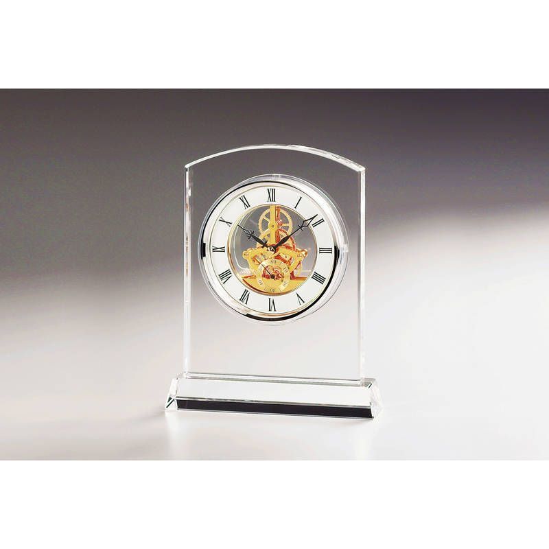 美品グラスワークスナルミ水晶電子時計スケルトンクロックGW1000