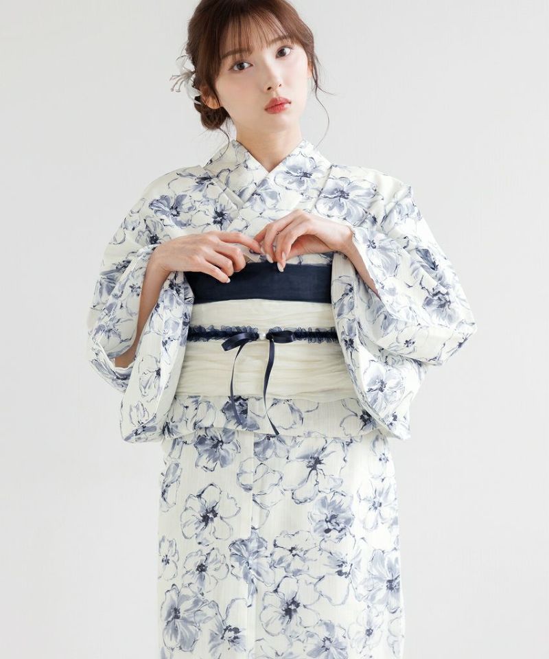 泡沫のうつろい花 2025 浴衣5点セット ゆかた 帯 下駄 着付けマニュアル 腰ひも