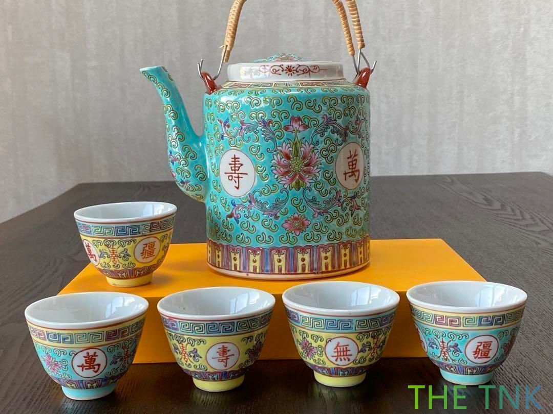 景德鎮70年代輸出產品。茶壷、茶器、萬壽無疆、希少価値、美品