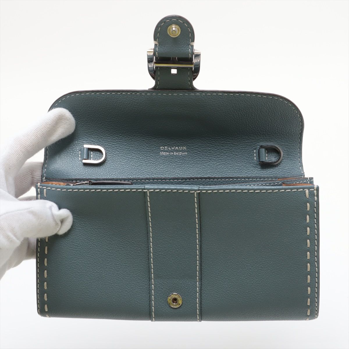 美品 デルボー ブリヨン レザー チェーン ショルダー ウォレット