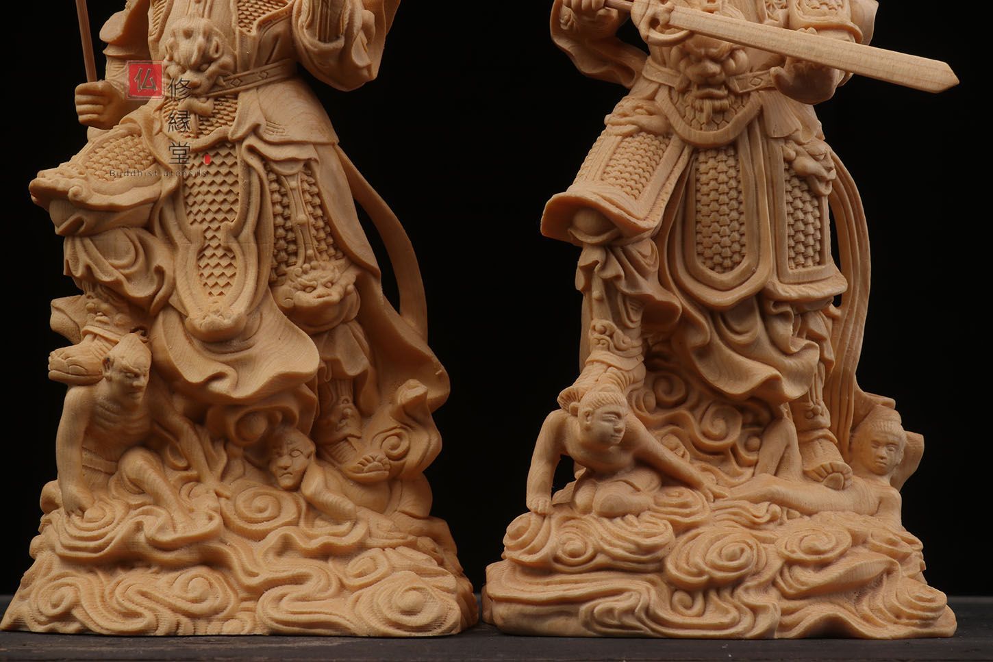 修縁堂】最高級 木彫仏像 四天王立像 彫刻 一刀彫 天然木檜材 仏師