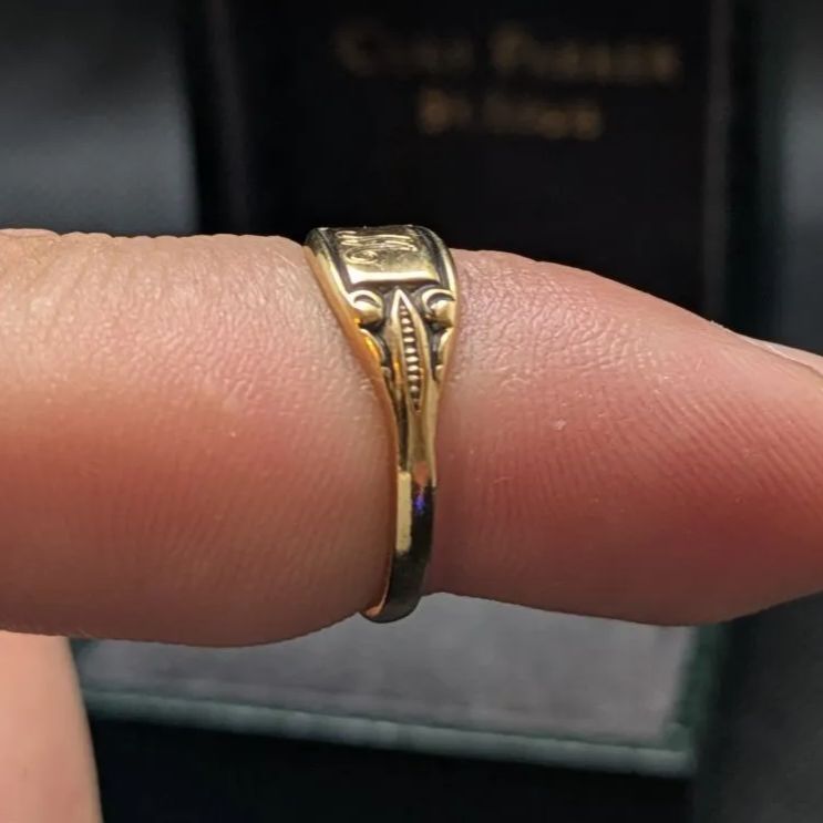 F”シグネットリング 18K GF 刻印 イニシャル ピンキー ゴールドフィルド M”シグネットリング 10K GF ゴールドフィルド イニシャル 刻印