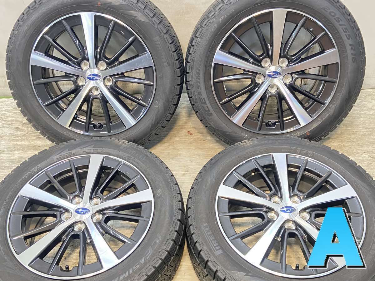 205 55R16 ピレリ アイスアシンメトリコ plus スバル純正 16x6.5 55 100-5穴 タイヤ スタッドレスタイヤ ホイールセット 4本セット w16251007903