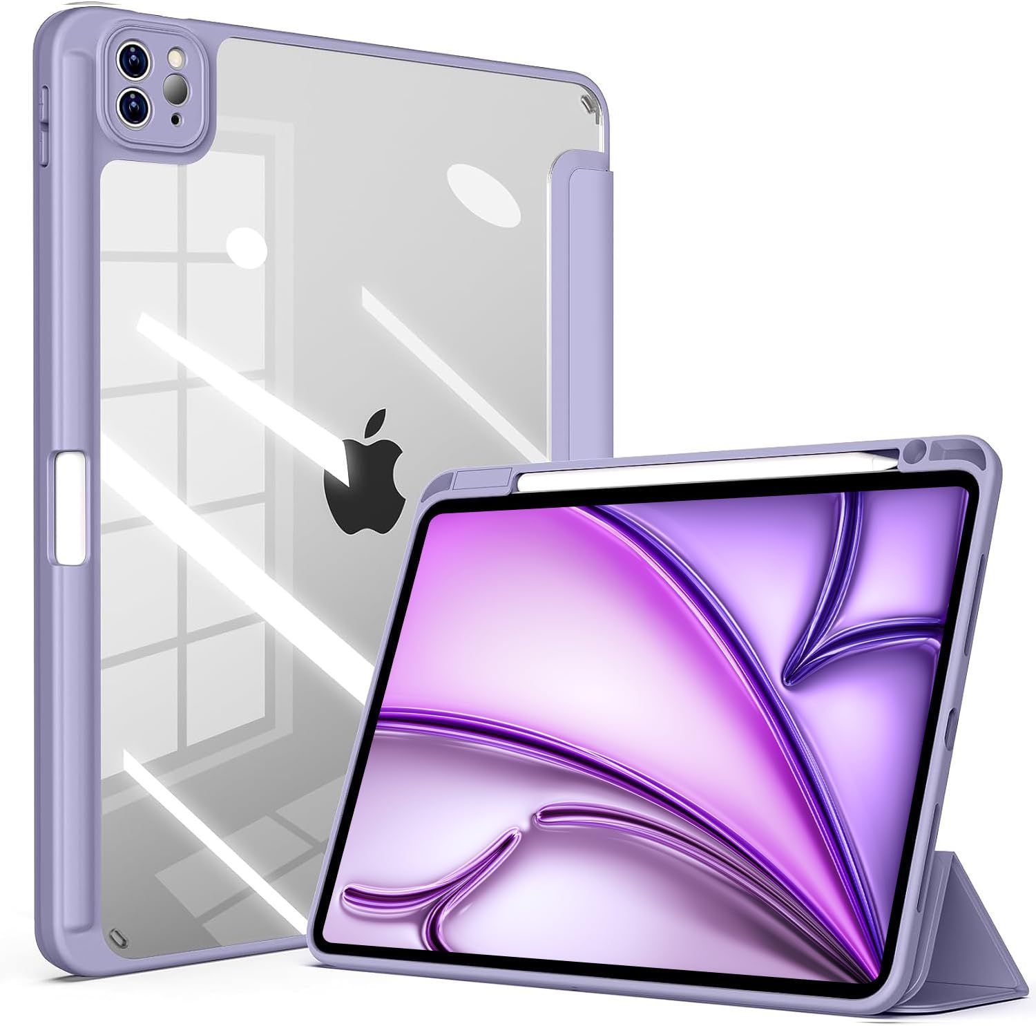 透明バックカバー ペンシル収納 ケース 2025 2021 2020 11 三つ折スタンド Pro iPad スリープ機能 インチ 10.9 軽量 第5 4世代 Air 薄型 ブルーグレー