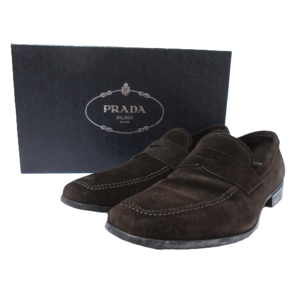 PRADA ダークブラウン スエード ローファー