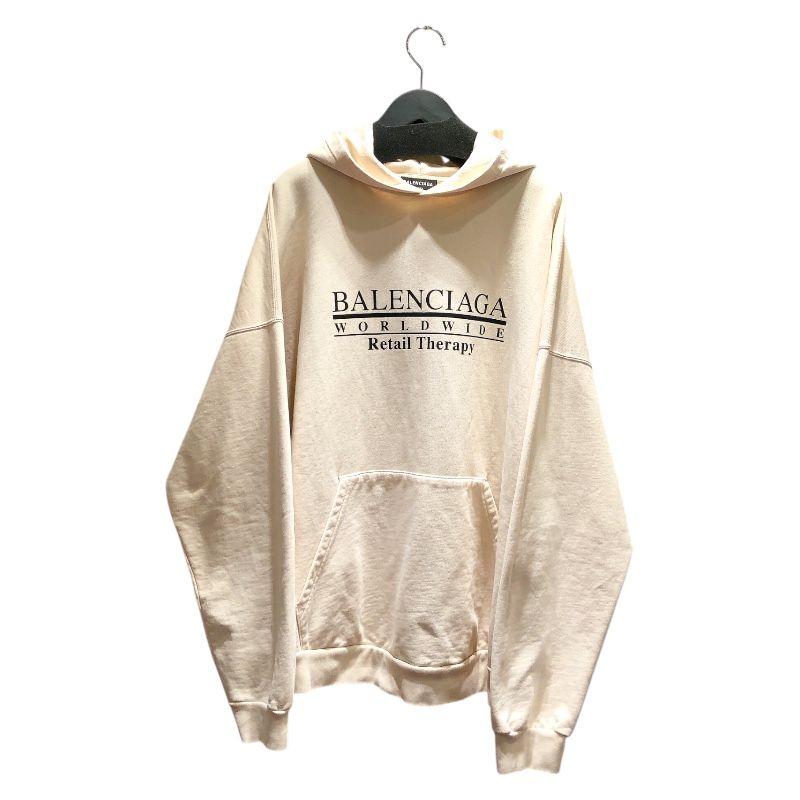 バレンシアガ BALENCIAGA オーバーサイズロゴパーカー アイボリー コットン ユニセックス パーカー