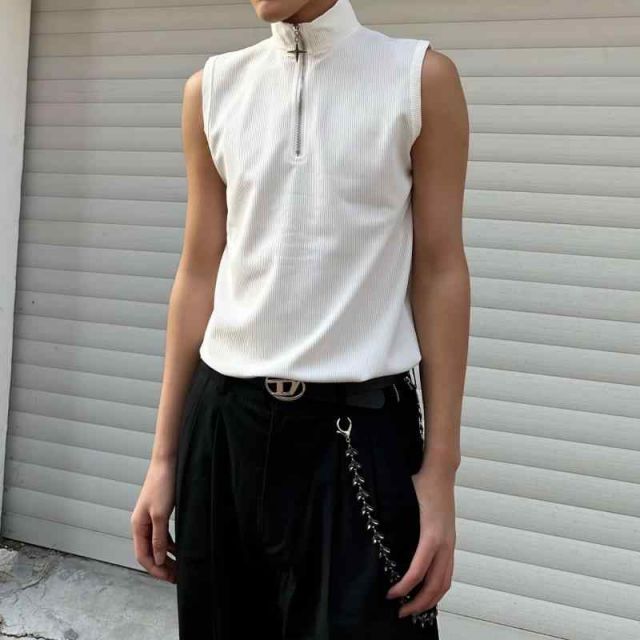 低価，新作登場 秋冬 コーデ メンズ  服 シンプル ファッション オシャレ 大人 かっこいい 大きいサイズ ストリート 紳士服 アメリカン ハーフ ジッパー ショルダーパッド スタンドカラー チョッキ ベスト その他