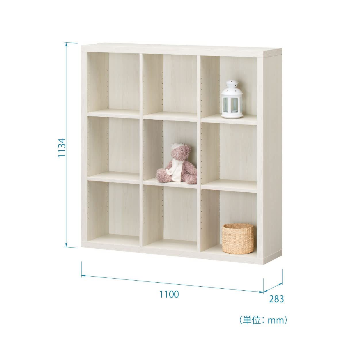 アイボリー 本棚 木目 シェルフ 幅110 棚板耐荷重15kgのラック 高さ113.4 A4ファイルBOXがぴったり入る奥行 奥行28.3cm 無垢材をイメージさせる厚さ3.6cmの天板 SEP-1111IV 白井産業 セパルテック