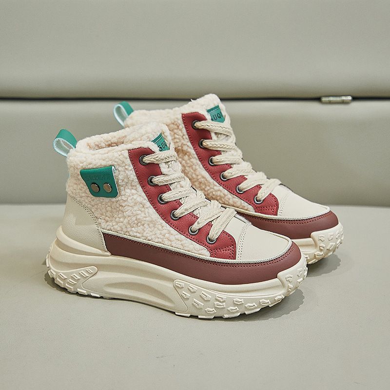 スニーカー ハイカット 裏起毛 冬 新作 レディース 学生 脚長効果あり