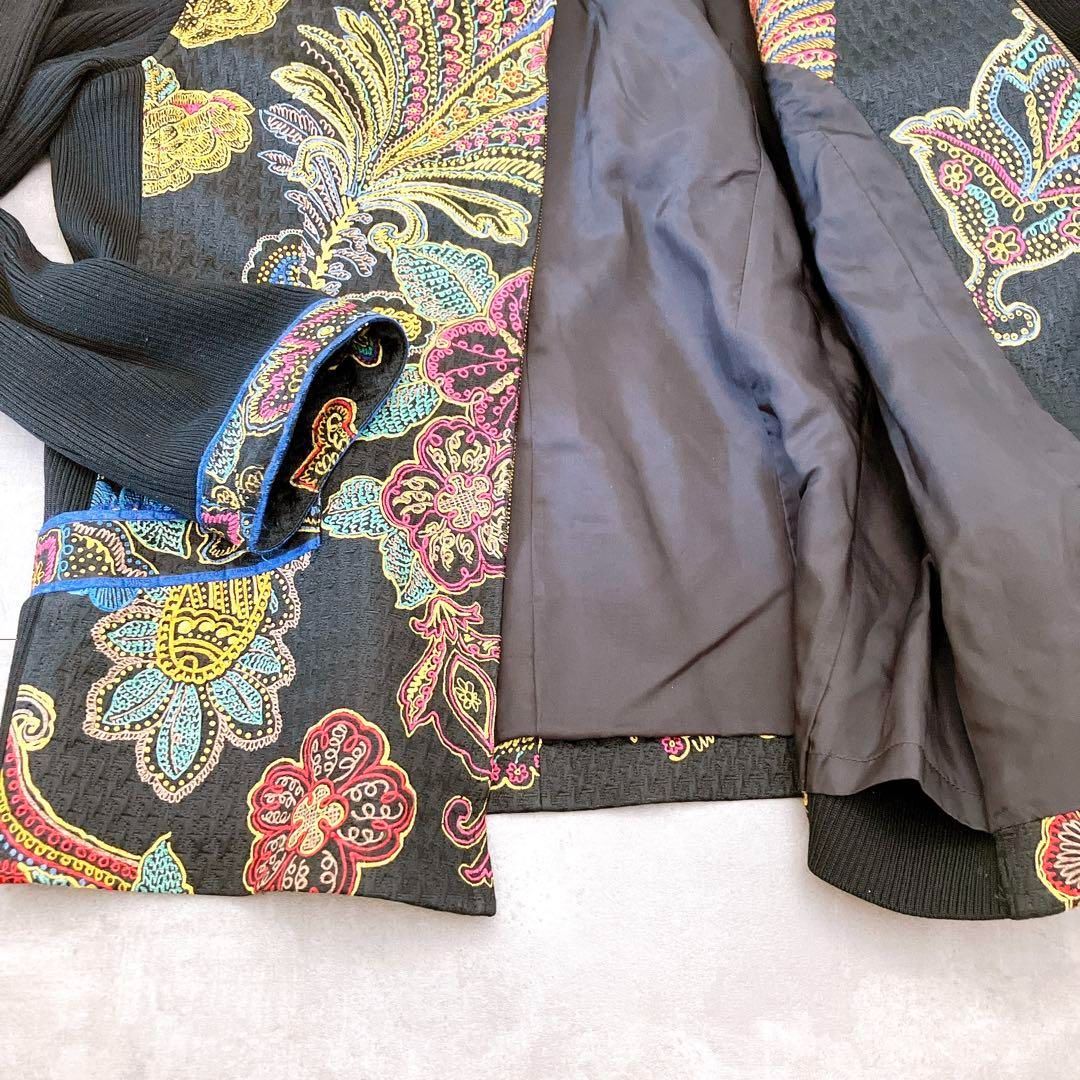 LEONARD レオナール シルク混 ニット ジャケット カーディガン 花柄